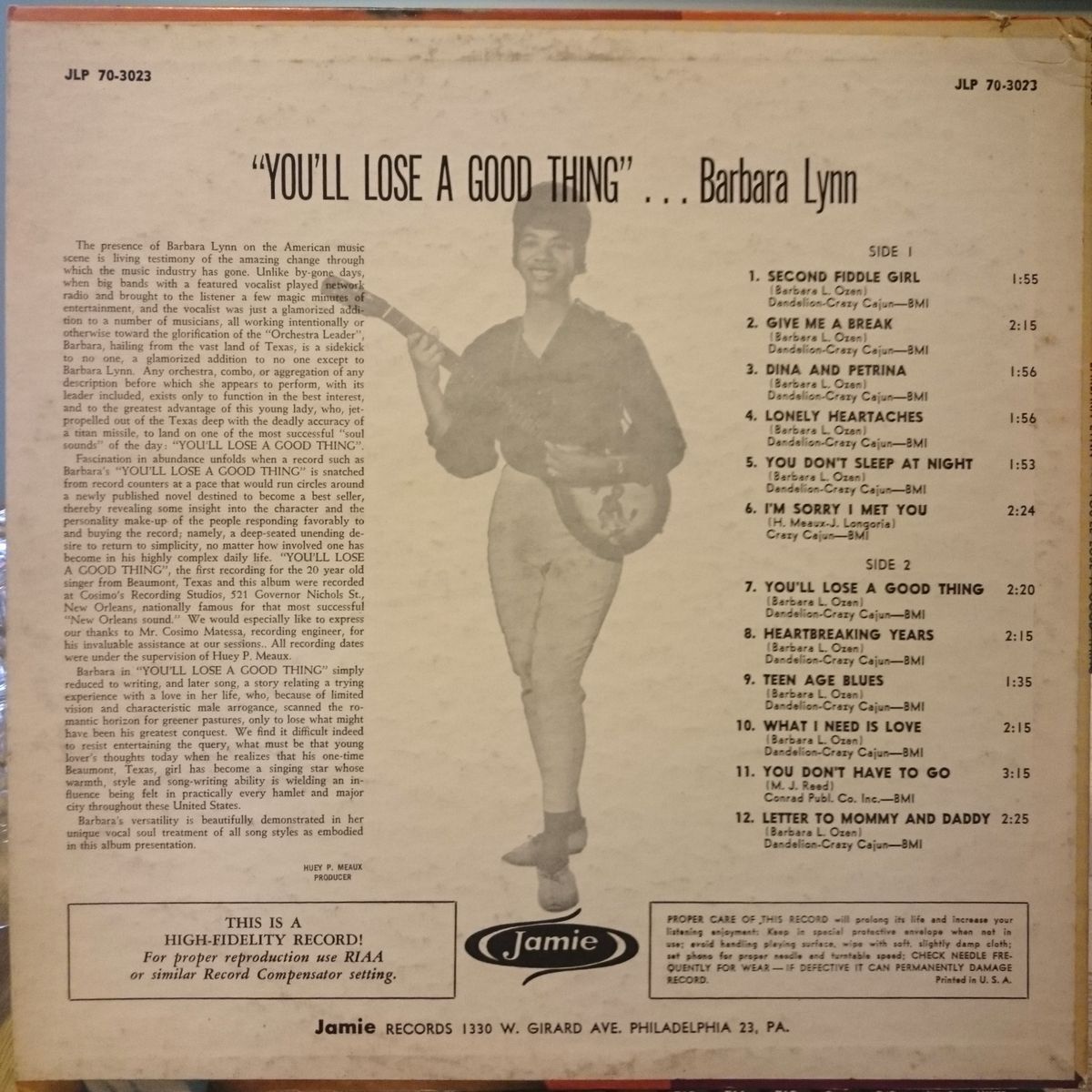 BARBARA LYNN - You'll Lose A Good Thing (Jamie JLP 70-3023) * MONO 