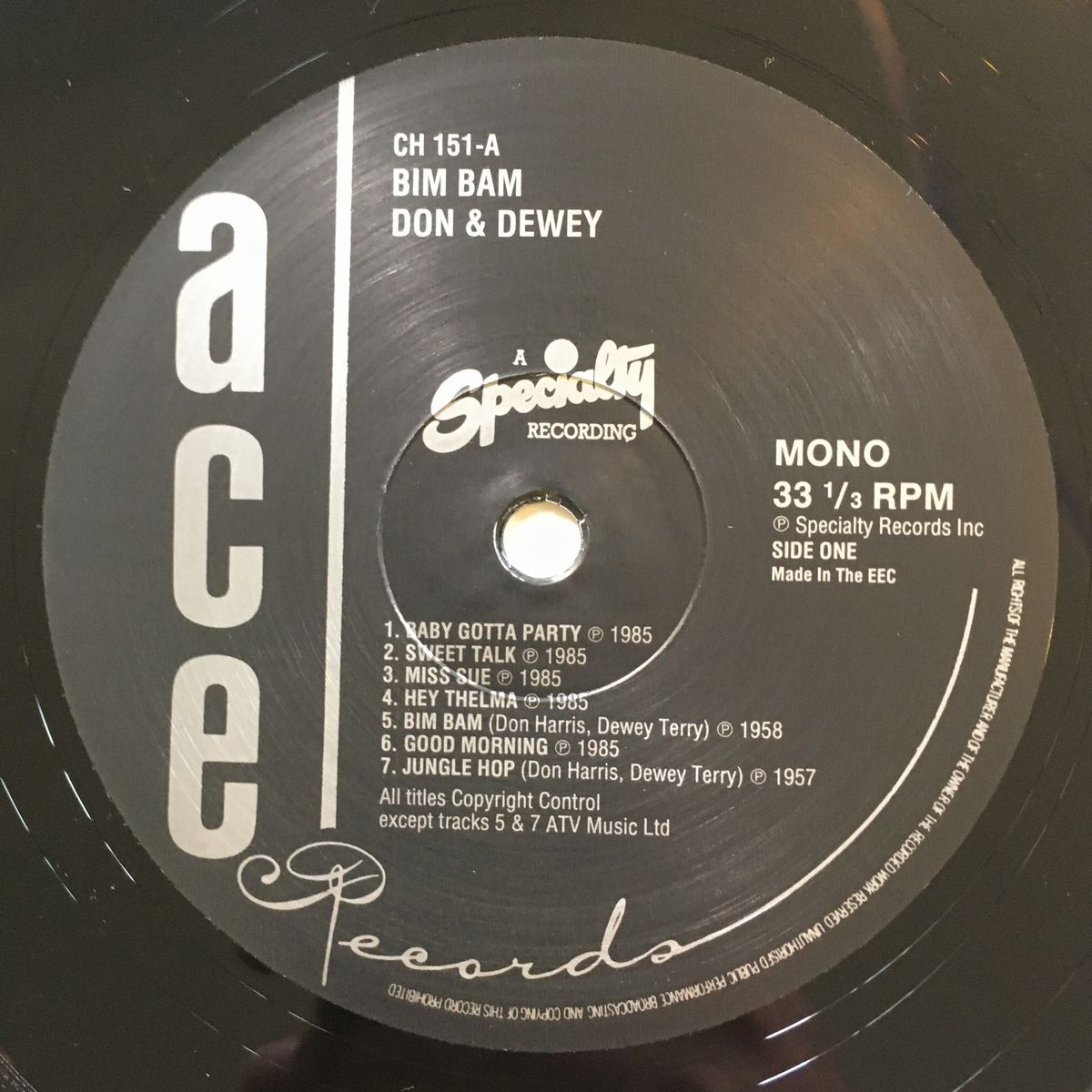 DON & DEWEY - Bim Bam (ace CH 151): CREOLE COFFEE STAND レコード棚